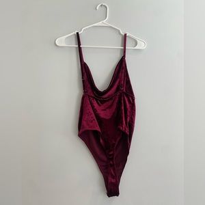 Red Velvet Cowl Neck Bodysuit 💔